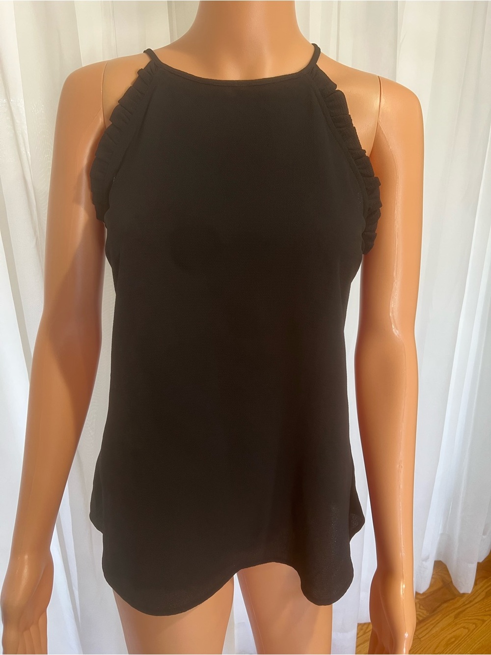Candie's Black Ruffle-Trim Halter Cami